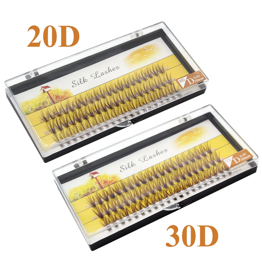 Brown DIY Eyelash Extension, Russian Mink False Eyelashes Eye-Catching Eyelash Bundle, Soft Strip Cluster Eyelash Makeup Tool