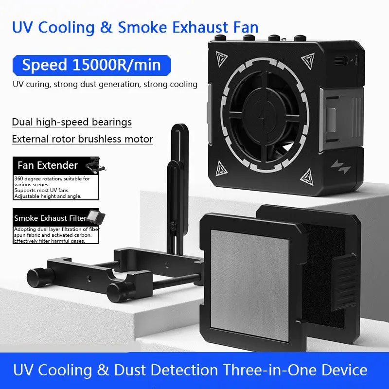 

LUOWEI LW-CF01 Черная пантера УФ-охлаждение и вытяжной вентилятор с регулируемой скоростью и высотой с обнаружением УФ-пыли 5 Вт для пайки микроскопа