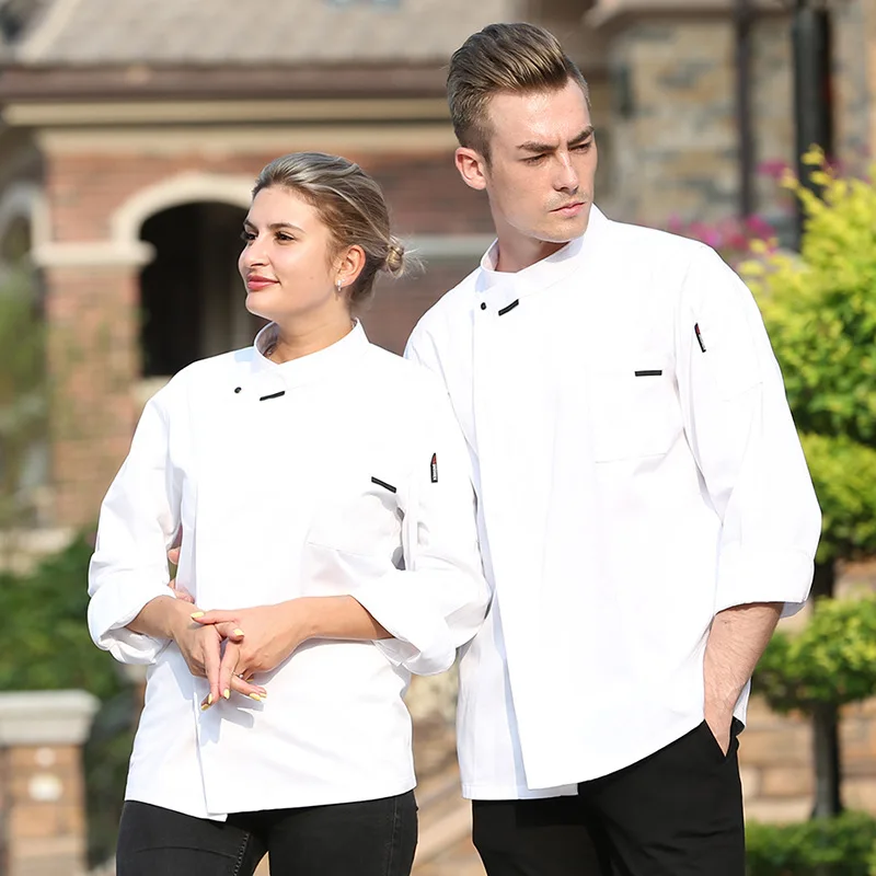 C025 Uniforme de Chef de manga larga para Hotel, restaurante occidental, abrigo de cocina, chaqueta para hornear, chaqueta de peluquero de pastelería para hombres