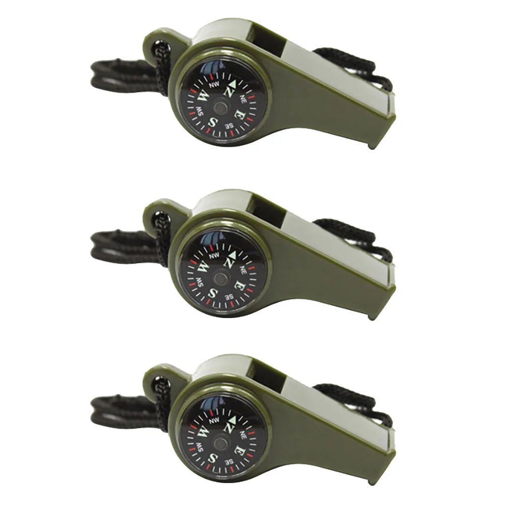 3Pcs Outdoor Emergency Whistles Survival Compass Thermometer Hiking Camping Loud Whistles Survival Whistle Compass Whistle