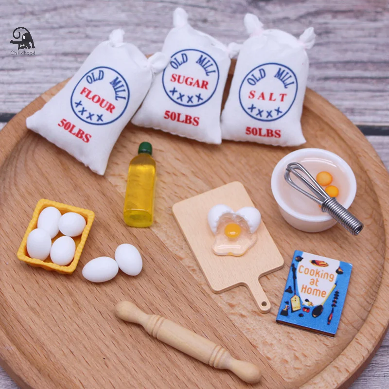 1Set Dollhouse Miniature Simulation Whisk Flour Bag Modle DIY Doll House Accessories Furniture Decor