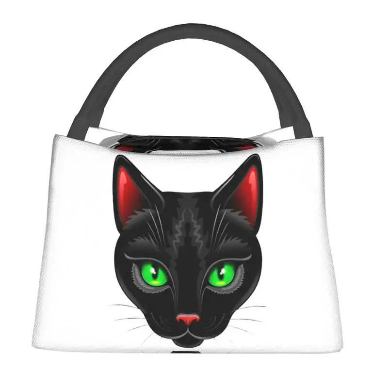 Black Cat Portrait Thermal Insulated Lunch Bags Women Portable Lunch Container for Outdoor Picnic Multifunction Meal Food Box