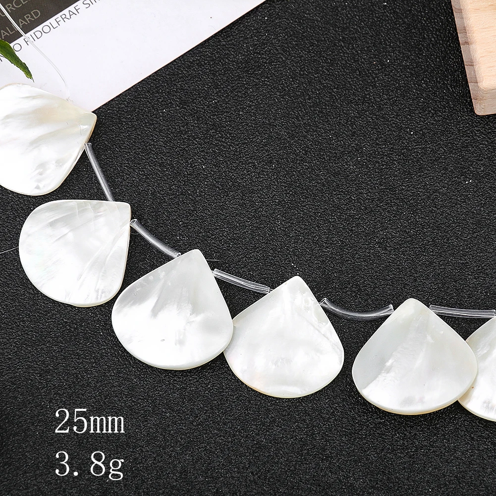 2PC Luster White Fan Sector Natural Mother of Pearl Shell Pendant Scallops Water Droplets Necklace Earring Dangle Charms Jewelry