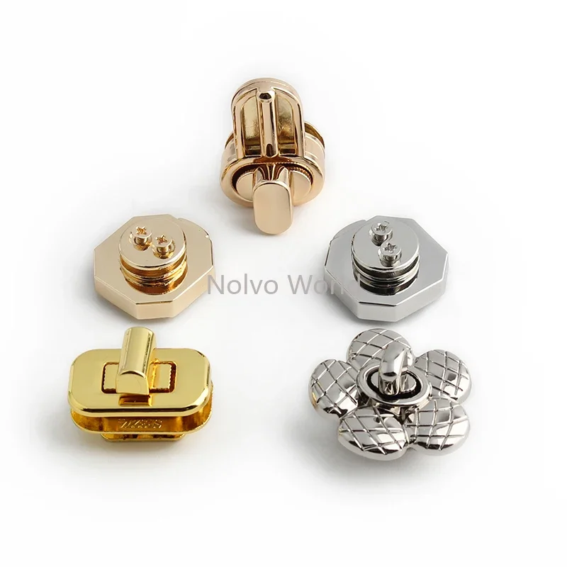 Round/Heart Metal Bags Locks Buckles Twist Turn Lock For Replacement Purse Bags Handbag Closure Clasps Press Lock Accessories