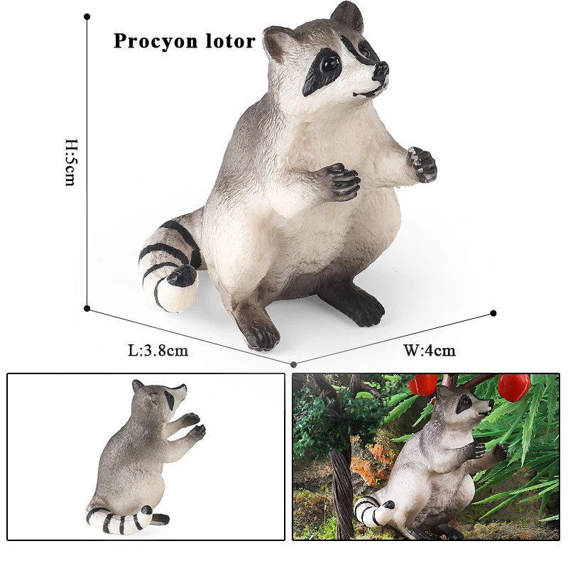 Oenux Simulation Wilde Figuren Weniger Panda Waschbär Lemur Modell Action-figuren Wald Tiere Hause Bildung Kinder Spielzeug Geschenk – Detail 7