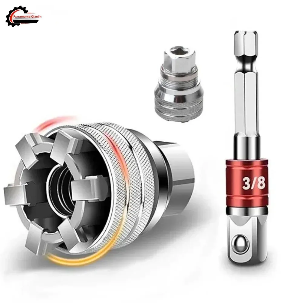 Soquete ajustável 3/8-3/4 '', conversor universal de manga de chave elétrica, soquete de 10-19mm, ferramenta de manutenção multifuncional