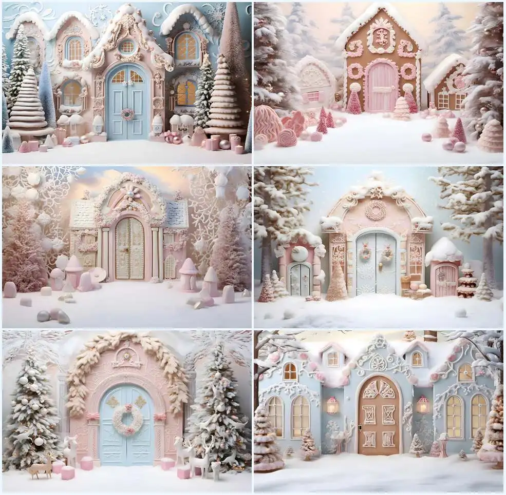 

Avezano Photography Background Christmas Gingerbread House Winter Snow Children Portrait Photo Backdrop Photo Studio Photocall