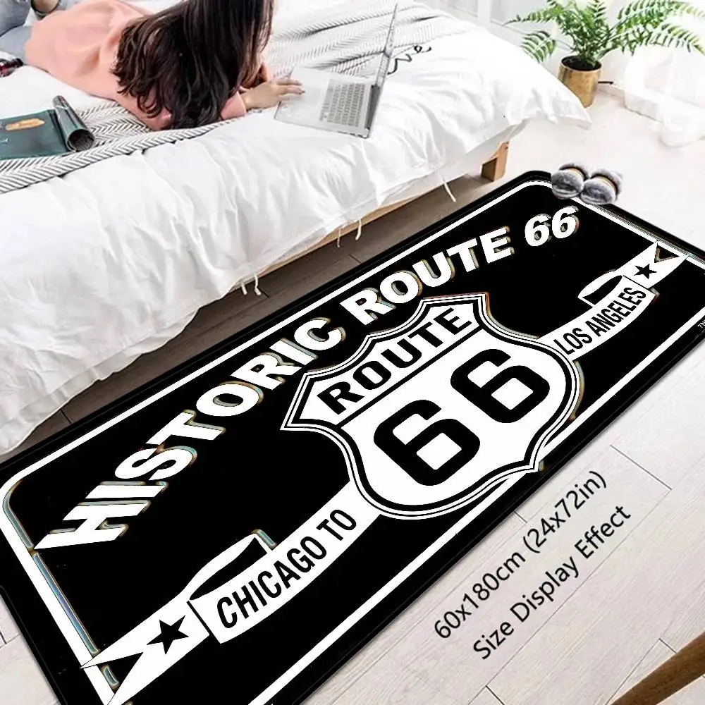 R-Route 66 Floor Mat Rectangle Anti-slip Home Soft Badmat Front Door Indoor Outdoor Mat Hotel Decor Mat