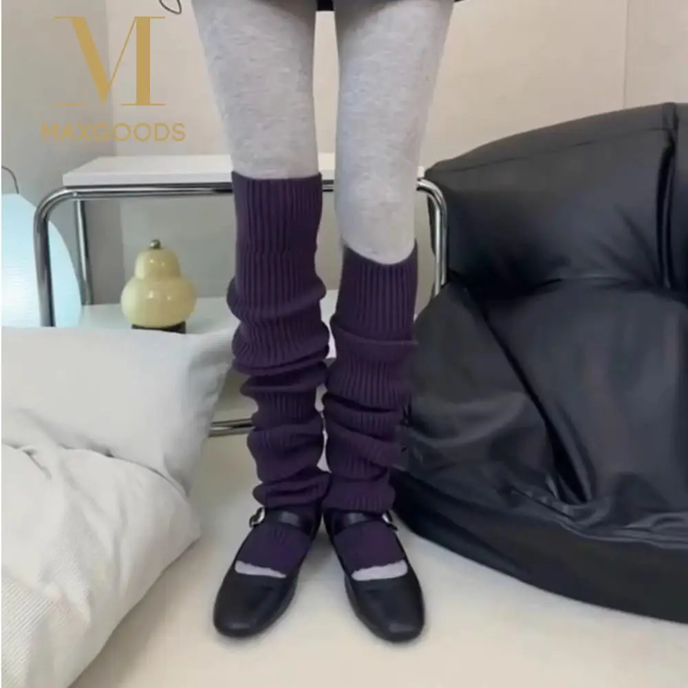 

JK вязаные теплые гетры, однотонные толстые ворсовые носки выше колена, длинные носки, осень