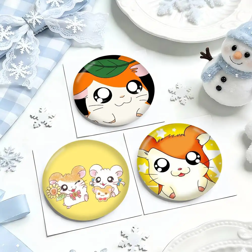Hamtaro Cartoon Runde Broschen für Rucksack und Jacke, Acryl-Anstecknadeln, Sammlerstücke, Geschenke