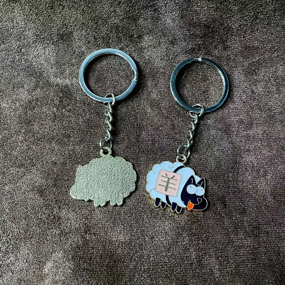 Funny Tiktok Trend Sheep Made A Sheep Keychains Accessories Pendant Net Red Game Metal Keychain Miniature Figurines Collectibles