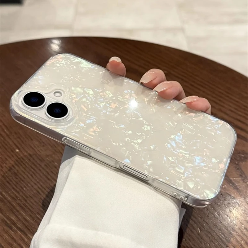 เคสโทรศัพท์ลายเปลือกหอยวิบวับหรูหรา สำหรับ iPhone 17 Air 11 12 13 14 15 16 Pro Max X XR XS 7 8 Plus  แบบนิ่มกันกระแทก