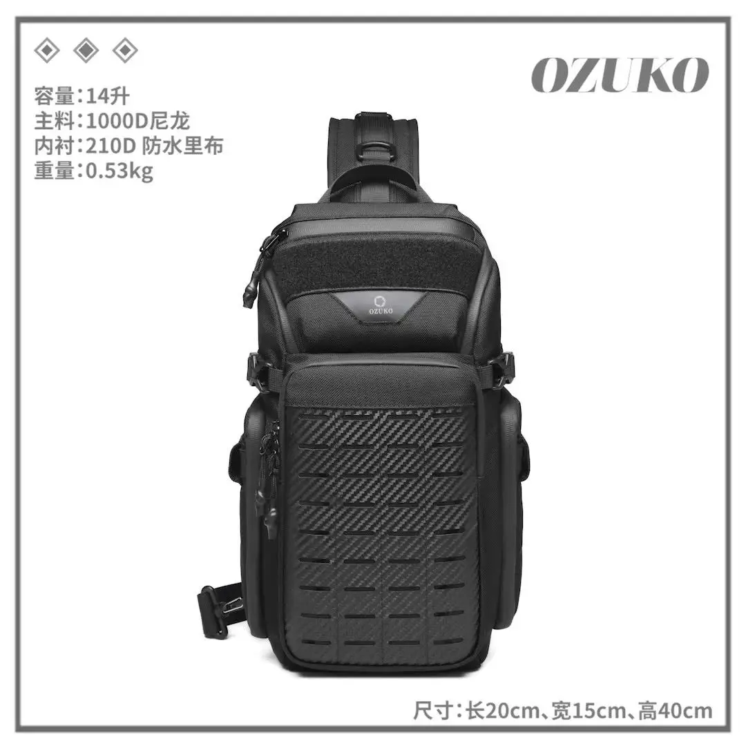 OZUKO Men Chest Bags Outdoor Sports Tactical Crossbody Sling Bags Male Waterproof Travel Multifunctional Shoulder Messenger Bag