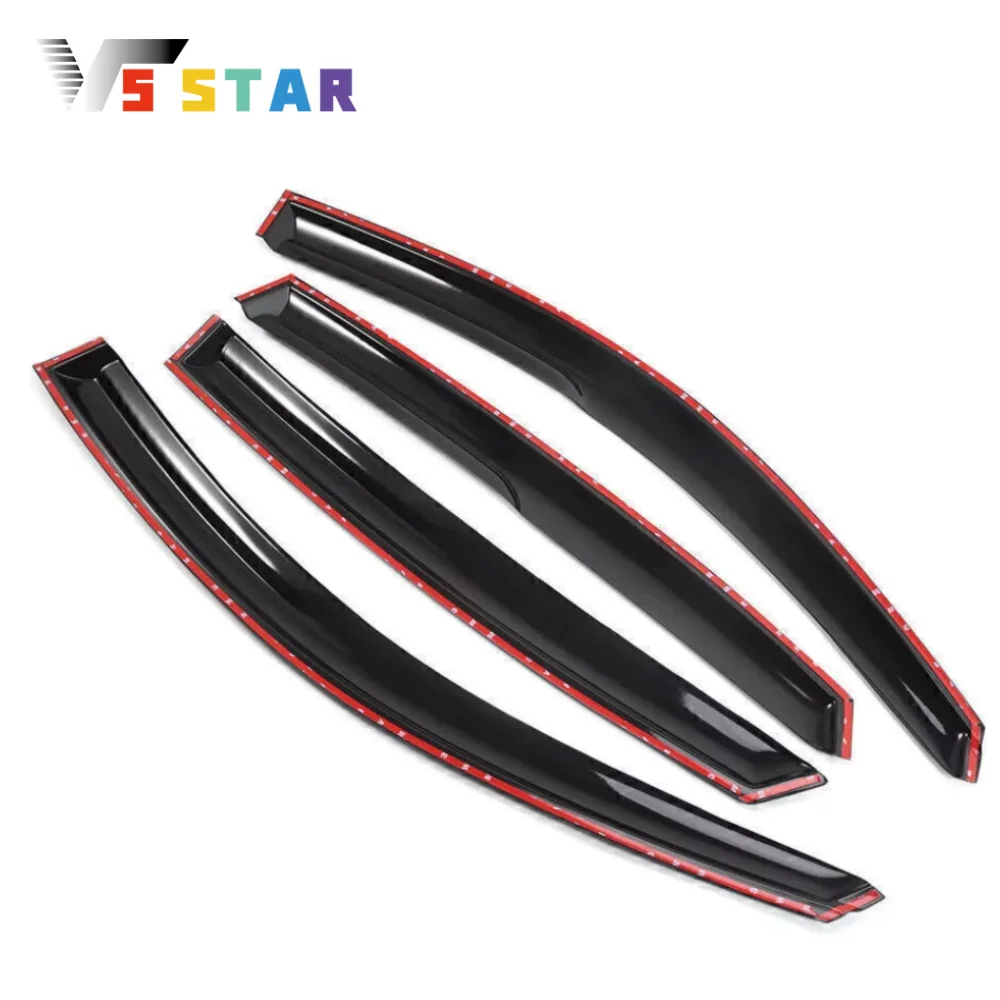 

4pcs JDM Mugen Style Tape-on Window Visor Vent Rain Guards For 2018-2022 Honda Accord 4 Door Sedan All Models Glossy Black