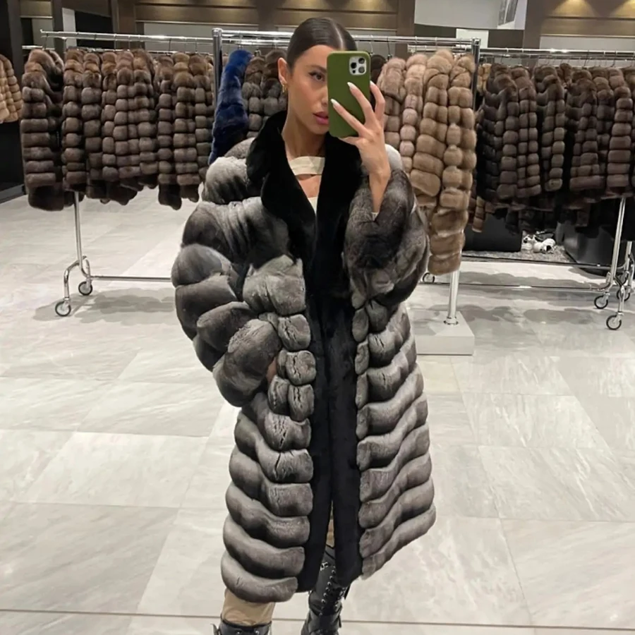 Women Rabbit Fur Jackets Real Rex Rabbit Fur Coat For Womens Long Fashion Winter Warm Fur Coats 2024 Trending High Quality