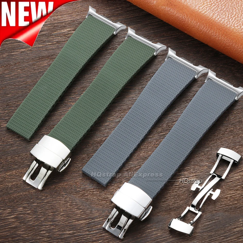 FKM Rubber Watch Strap for Samsung Galaxy Watch 9 8 44mm 40mm Classic 46mm Bracelet  Folding Buckle Waterproof Sport Wrist Band