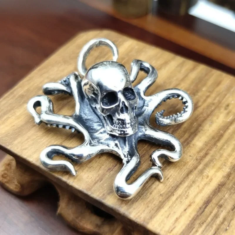 

New 100% s925 Sterling Silver Men's and Women's Pendant Octopus Skull Fashionable Gifts Free Shipping