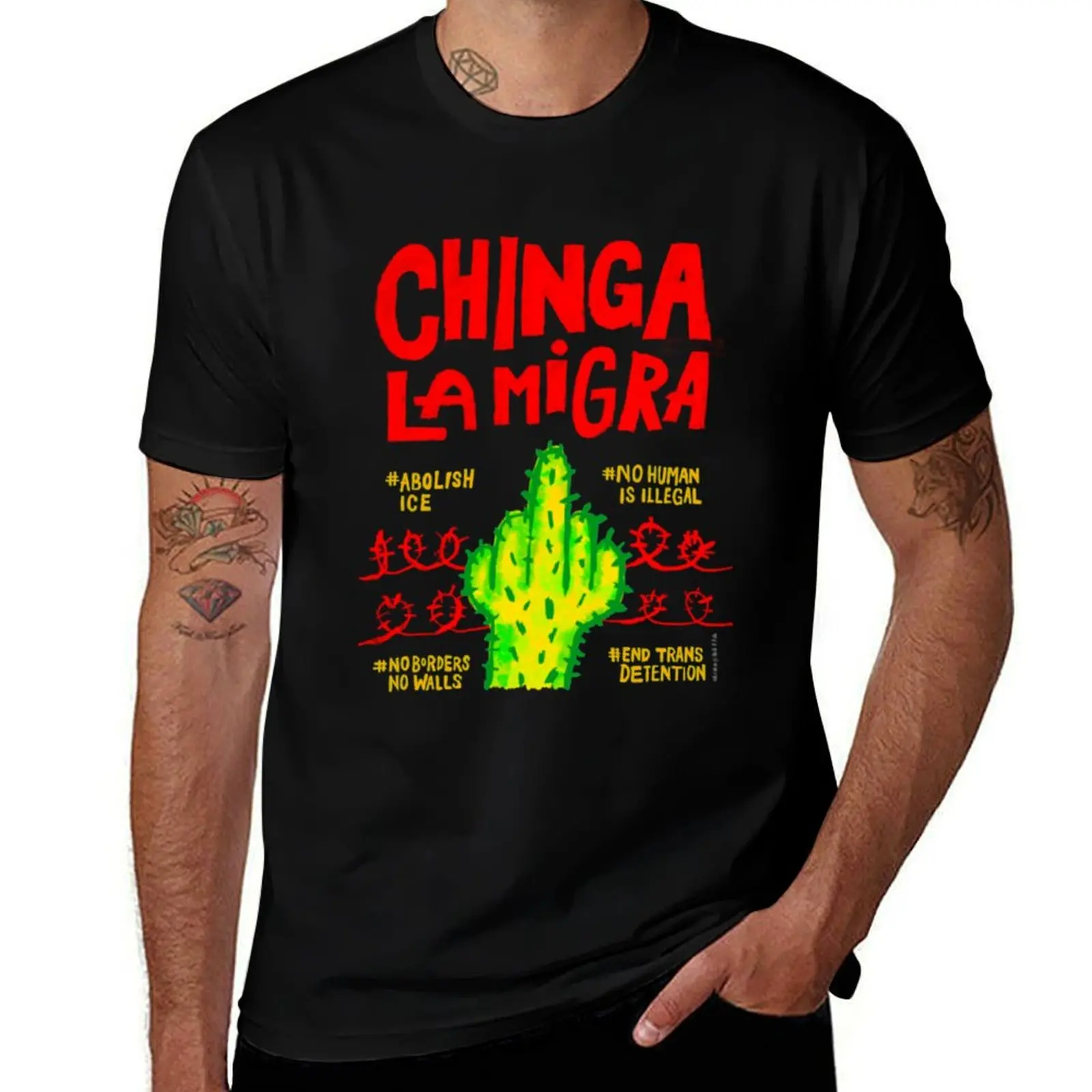 

Abolish Ice T-ShirtChinga La Migra T-Shirt man t shirt graphic t shirt man casual T-Shirt