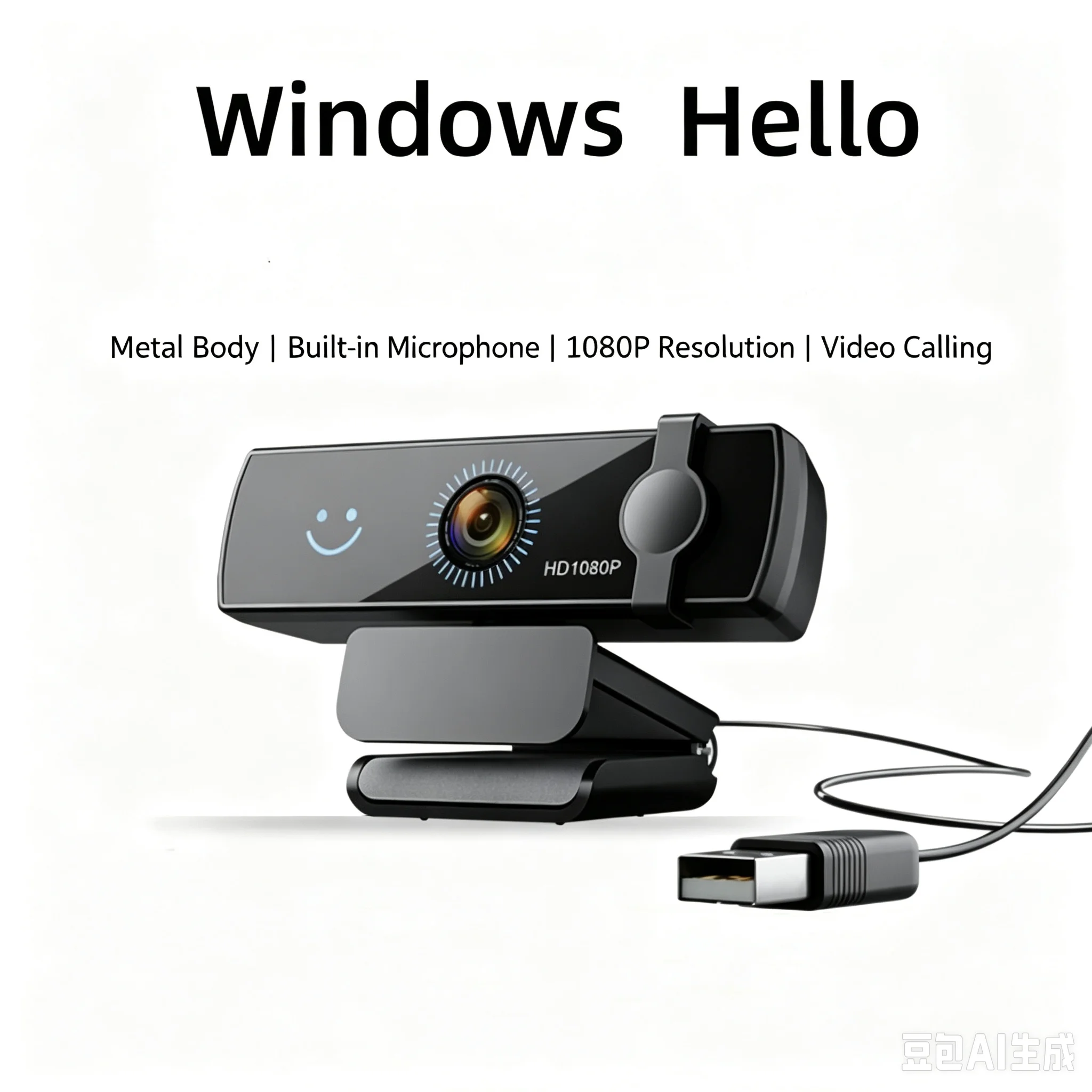 Windows Hello Facial Recognition Webcam 1080P Full HD USB Web Camera with Built-in Mic, Plug and Play for PC Laptop