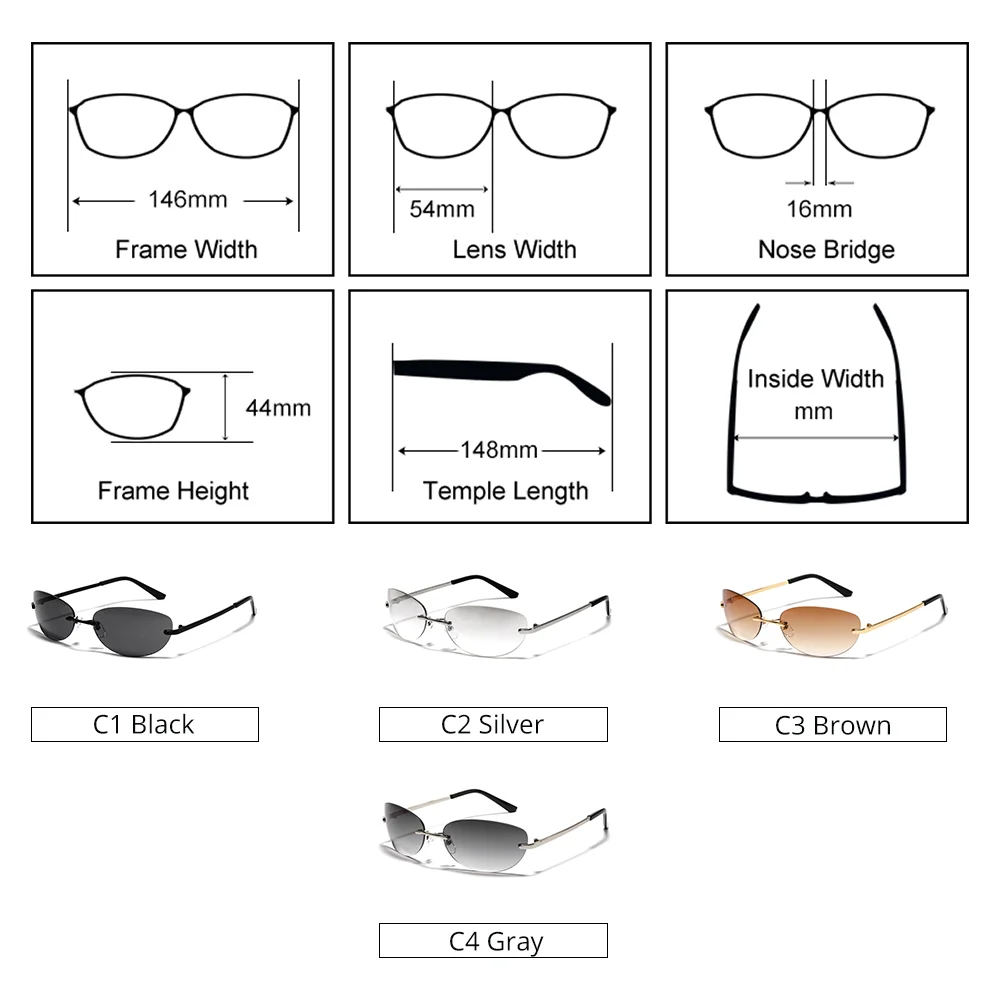 Ralferty fajne okulary przeciwsłoneczne Cat Eye bez oprawek kobiety mężczyźni UV400 2025 Vintage Designer Steampunk czarne okulary przeciwsłoneczne męskie odcienie Retro — zdjęcie 4