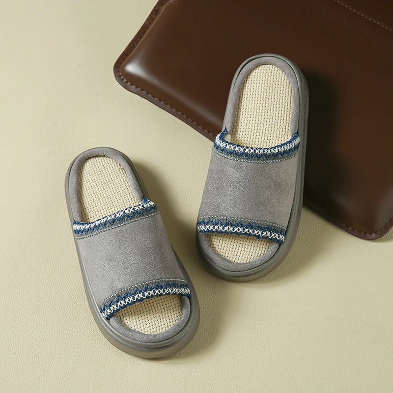 شباشب نسائية كاجوال من القنب للمنزل للربيع والصيف، أحذية نسائية فاخرة بتصميم مسطح، أحذية داخلية أنيقة، شرائح منصة أنيقة