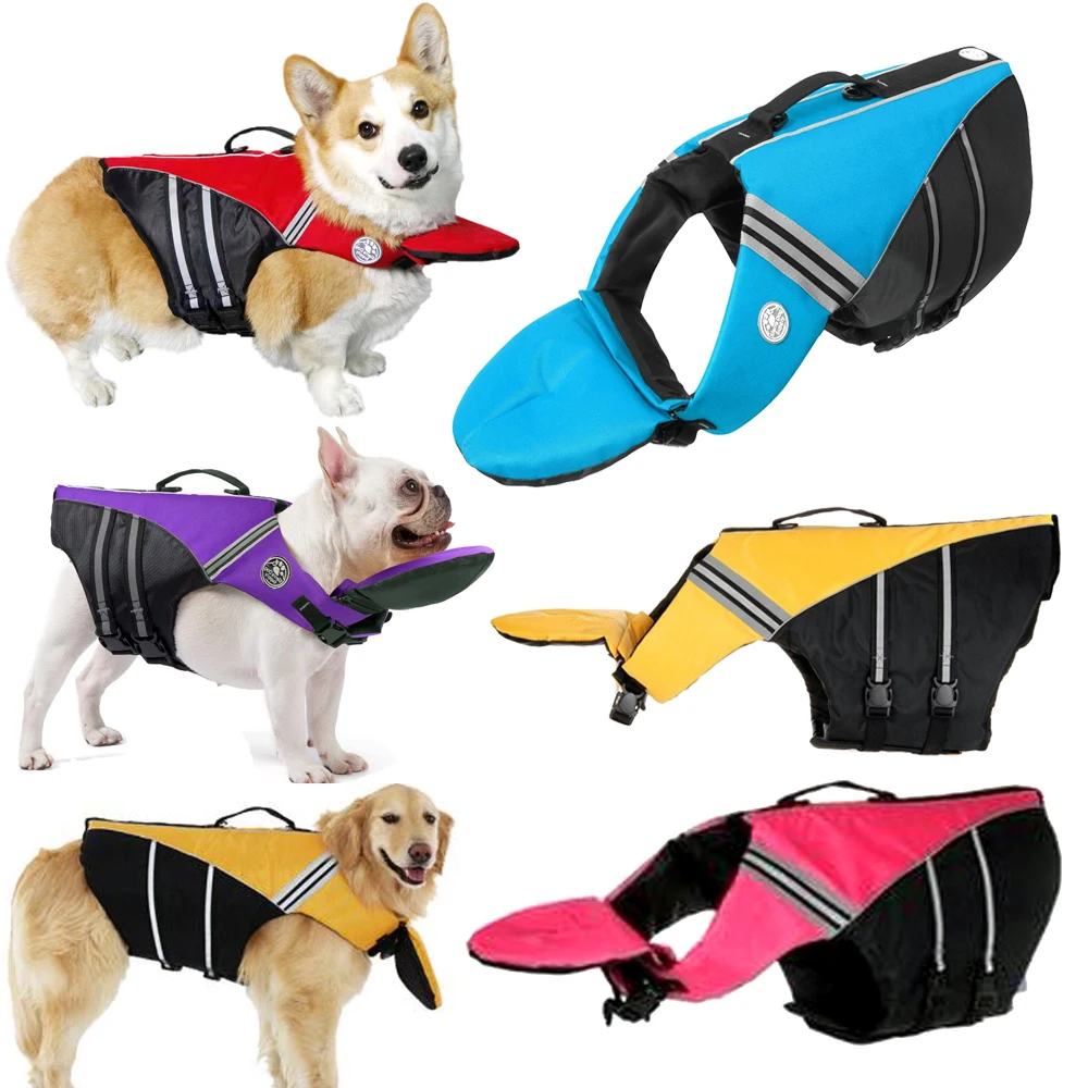 Reflektierende Hundeschwimmweste, Weste, abnehmbarer Nackenschwimmer, hoher Auftrieb, Schwimmkleidung für Hunde, Haustier-Sicherheits-Badeanzug für Hunde und Katzen – Detail 1
