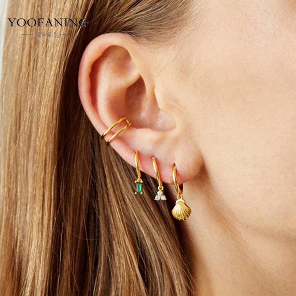 925 Sterling Silver Ear Needle Classics Retro Gold Silver Earrings Shell/conch/starfish Pendant Women Earrings Jewelry Wedding