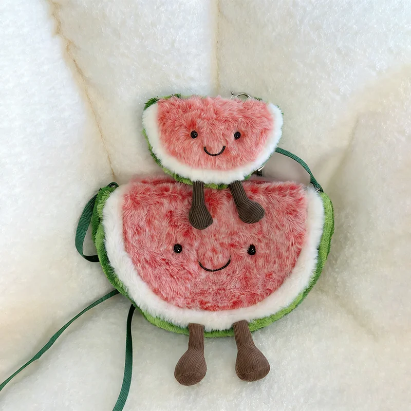 New Jellycat Cute Watermelon Plush Toys Crossbody Bag And Watermelon Pendant Soft Women Girls Kawaii Cartoon Purse Birthday Gift