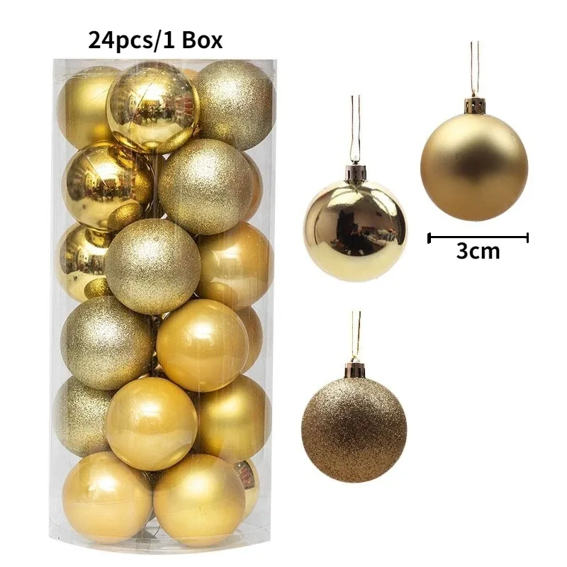 24Pcs Christmas Decoration 3CM Christmas Balls Xmas Tree Pendant Ornaments for Home Decor 2025 New Year Navidad Gifts Accessory