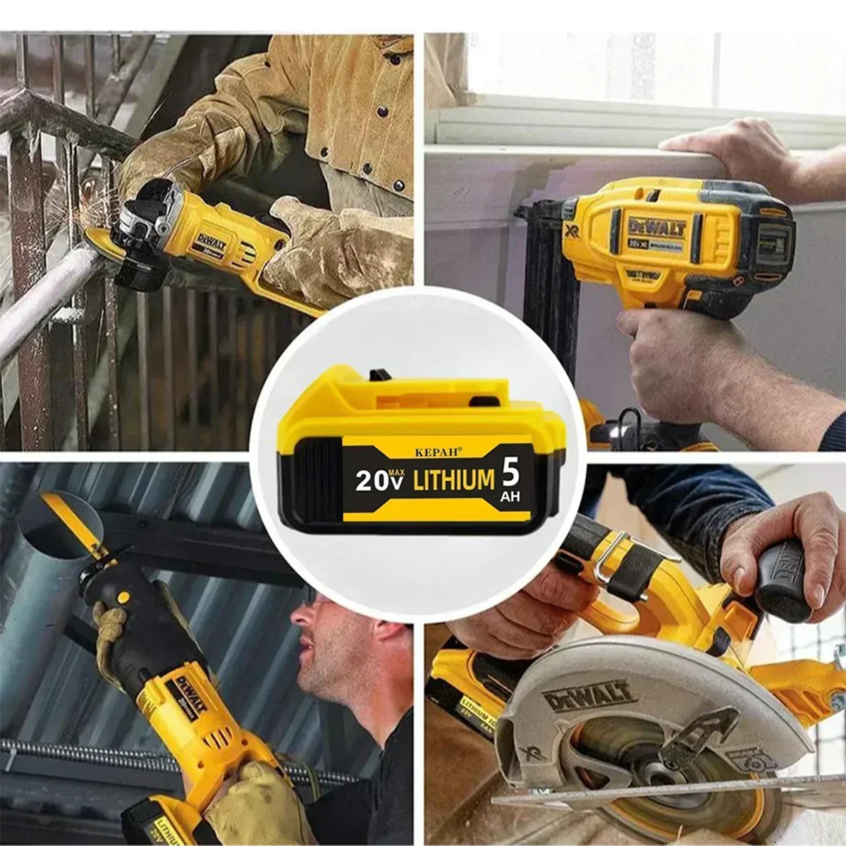 New 100% Original 5000mAh 20V for Dewalt Power Tool Battery DCB206 20V 5.0Ah Battery DCB206 20V Battery DCB205 DCB204-2