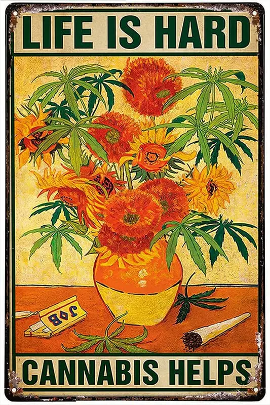 Retro Metal Tin Sign Flower Life Is Hard Helps Novelty Retro Metal Tin Sign Plaque Bar Pub Club Cafe Home decor Plate W