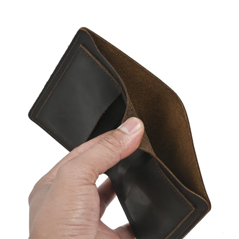 LD-Q013 Simple Crazy Horse Leather Men's Bag, Real Bull Pickup Bag, Simple Retro ID Card, Driver's License Wallet