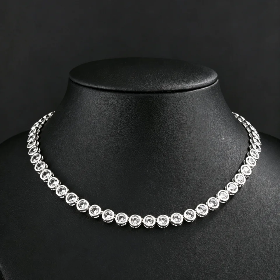 ZAKOL Exquisite bunte runde Zirkon-Tennis-Halskette für Frauen, Vintage-Stil, funkelnder Kristall, Hochzeit, Party, Schmuck, Geschenk – Detail 5