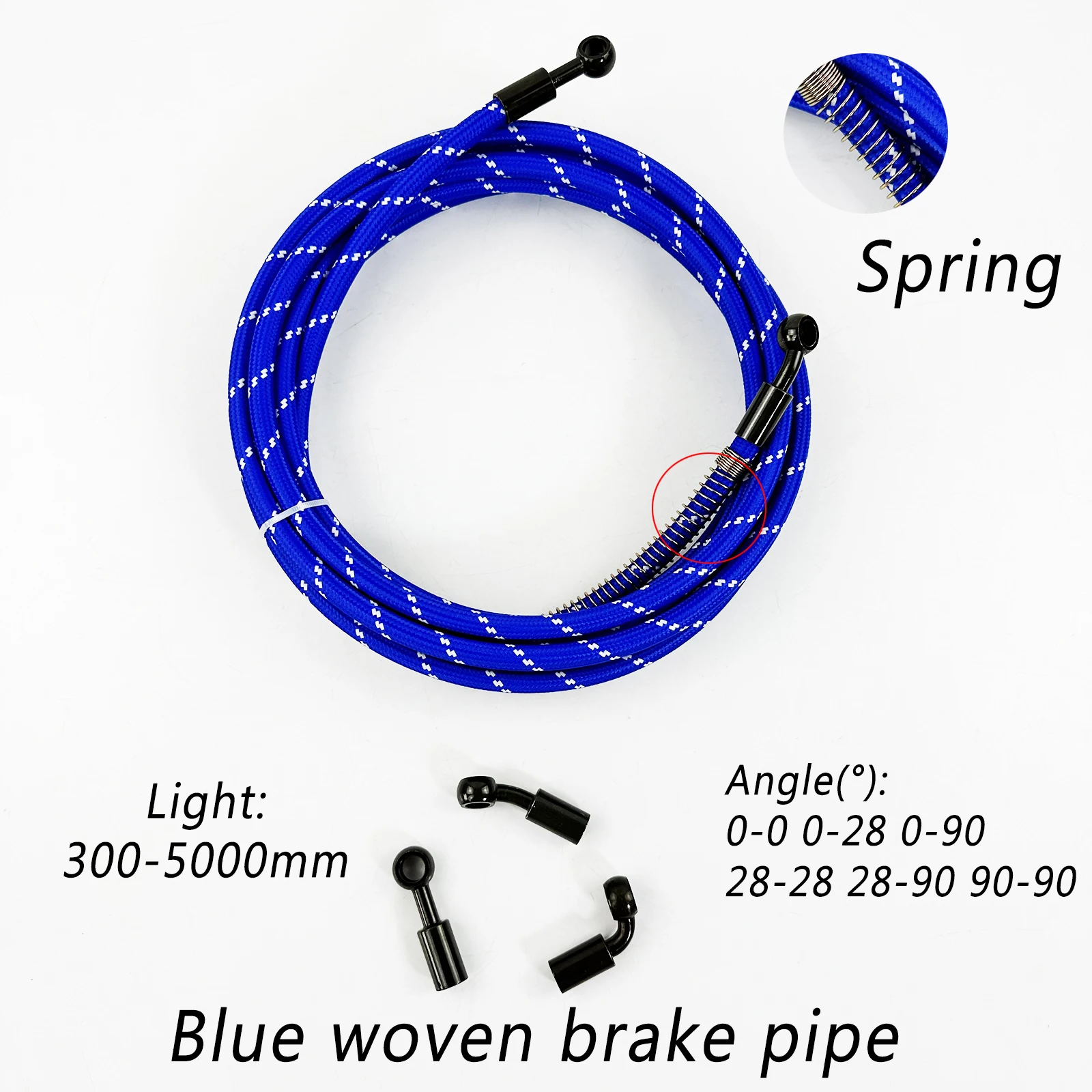 

300-5000mm Universal PA12 0°/28°/90° Hydraulic Brake Hose 3.2mm Blue Weaving layer Modified accessories Kit for Motorcycle ATV