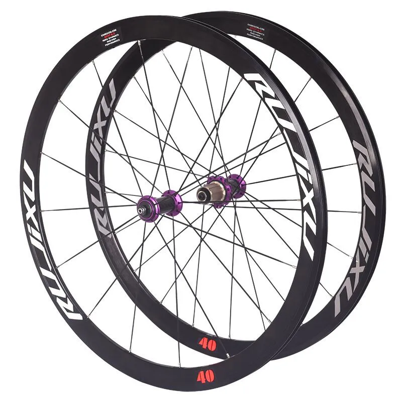 RUJIXU  700C 30/40/50mm Hot sale V brake discke road wheel BMX road disc brake bicycle wheelset aluminum fixed gear wheel set