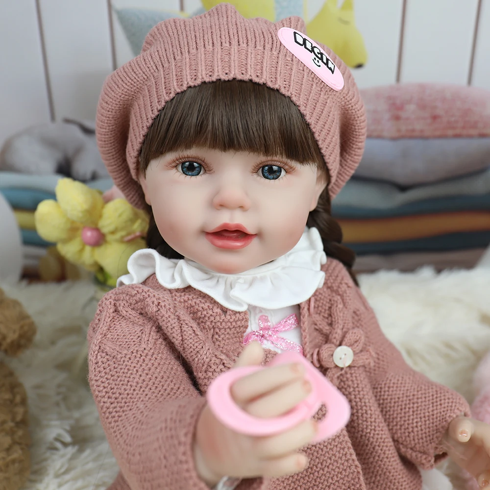 55 سنتيمتر نابض بالحياة تولد من جديد طفلة دمية كاملة سيليكون الفينيل فتاة الجسم قابل للغسل إيلين الأميرة طفل بيبي عيد ميلاد هدية الكريسماس