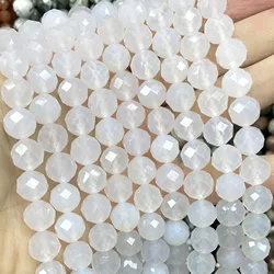 Natural Faceted White Agates Gem Loose Spacer Beads For Jewelry Making DIY Fashion Bracelet Necklaces 6/8/10MM 7.5 inches