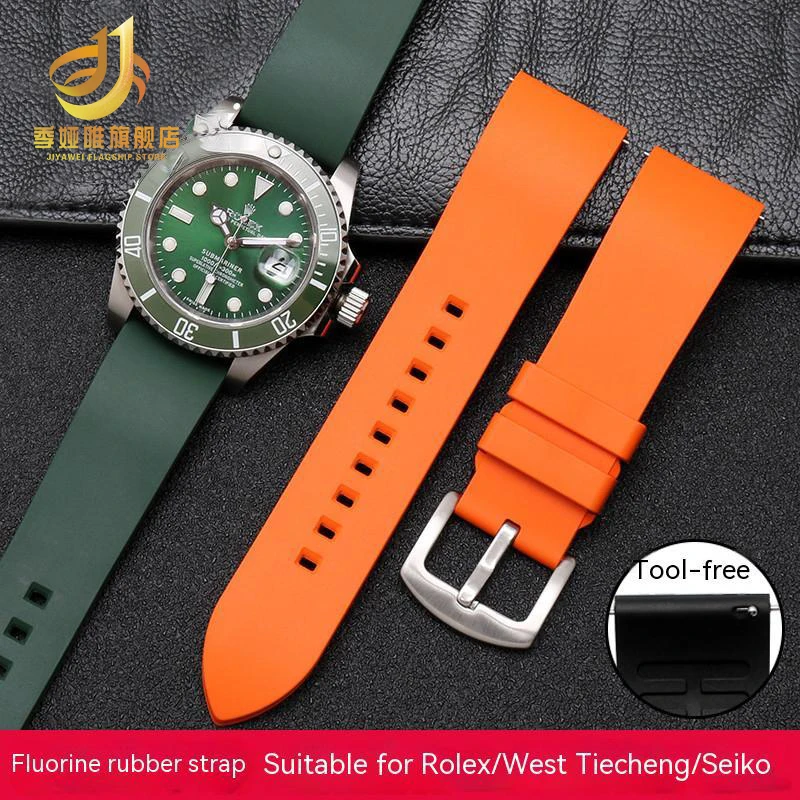 

Silicone fluororubber strap suitable for Rolex Omega Seiko Beauty Watch Men's strap 20 22 24mm