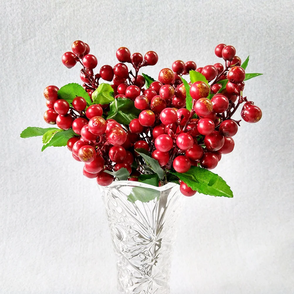 

Artificial Realistic Red Berries Lifelike Fake Decorative Fruit Kitchen Home Christmas Party Photography Background