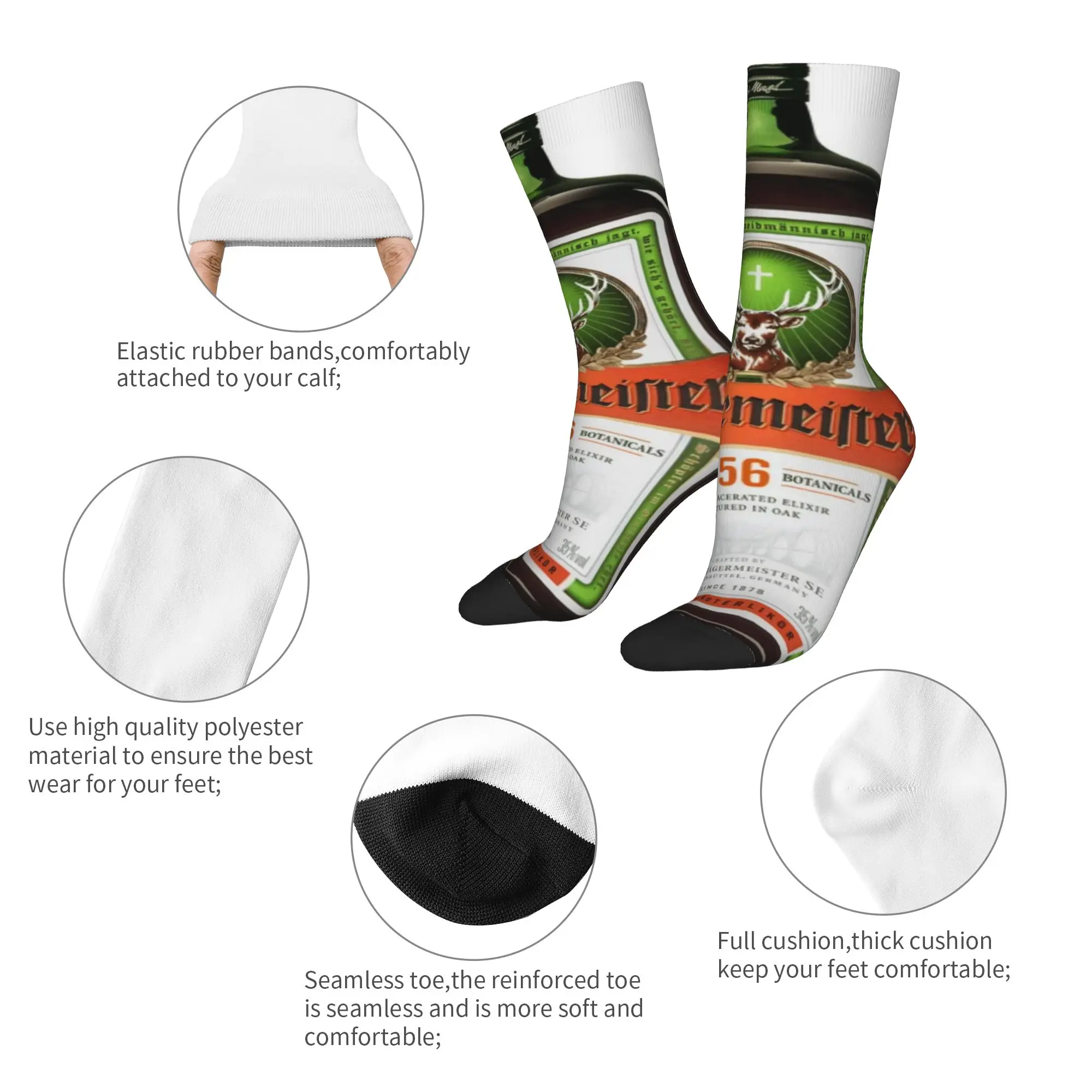 Funny Sock Jägermeister jJägermeister 56 Botanicals Bottle  Hip Hop Quality Pattern Printed Men Socks Novelty Men's Socks view 4