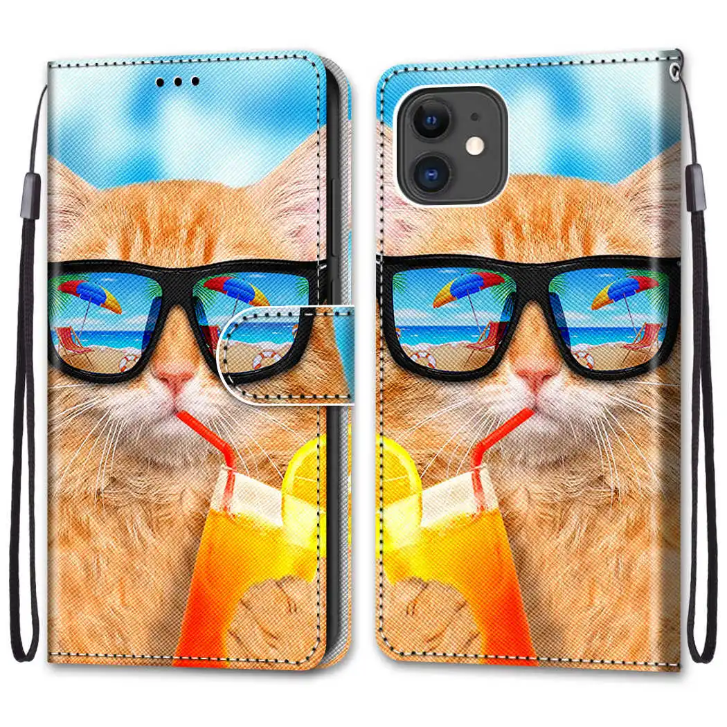 Leather Flip Phone Case For Samsung Galaxy J3 2016 J310 J510 J710 J3 J5 J7 2017 J330 J530 J730 Painted Wallet Card Holder Cover