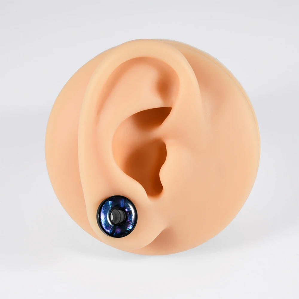 2pcs Flat Hollow Colorful Shell Black Stainless steel Ear Tunnel Gauge Plugs Lobe Stretchers Expander Double Flesh Ear Piercing