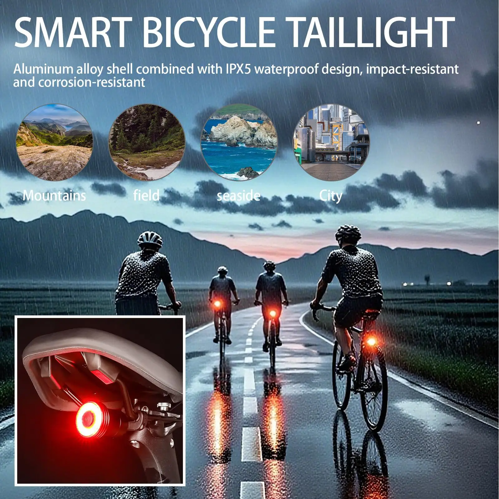 

Smart Bike Tail Light Bike Tail Light Smart With Brake Sensor Waterproof Led Warning Safety Taillight With 5 Modes For Road