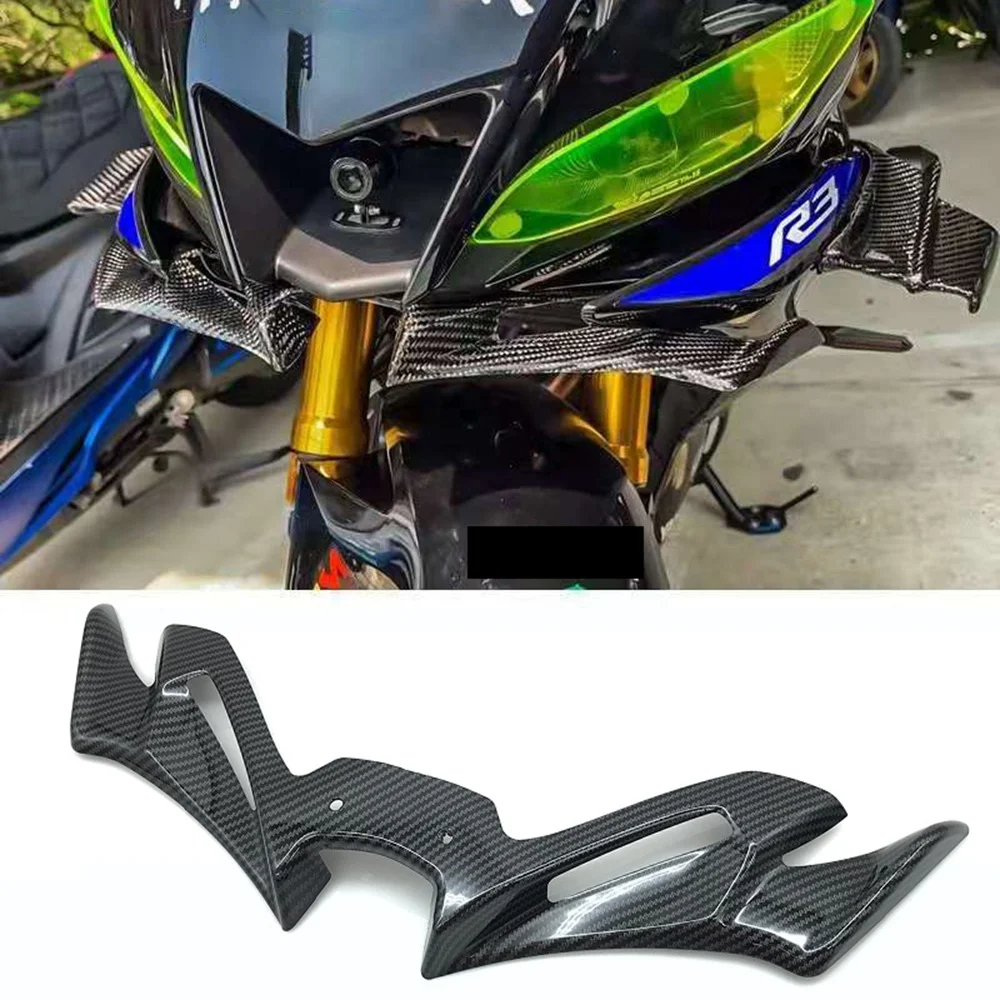 For YAMAHA YZF-R3 YZF R25 2019 2020 2021 Wings Front Pneumatic Fairing Wing Tip Protective Cover Beak Lip Carbon