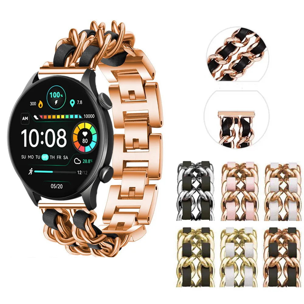 

Металлический двойной ремешок-цепочка для Haylou LS01 2 5 Pro RT LS05S RS4 LS12 RT2 Mibro Air Lite Solar plus LS16 lite R001 Кожаный ремешок