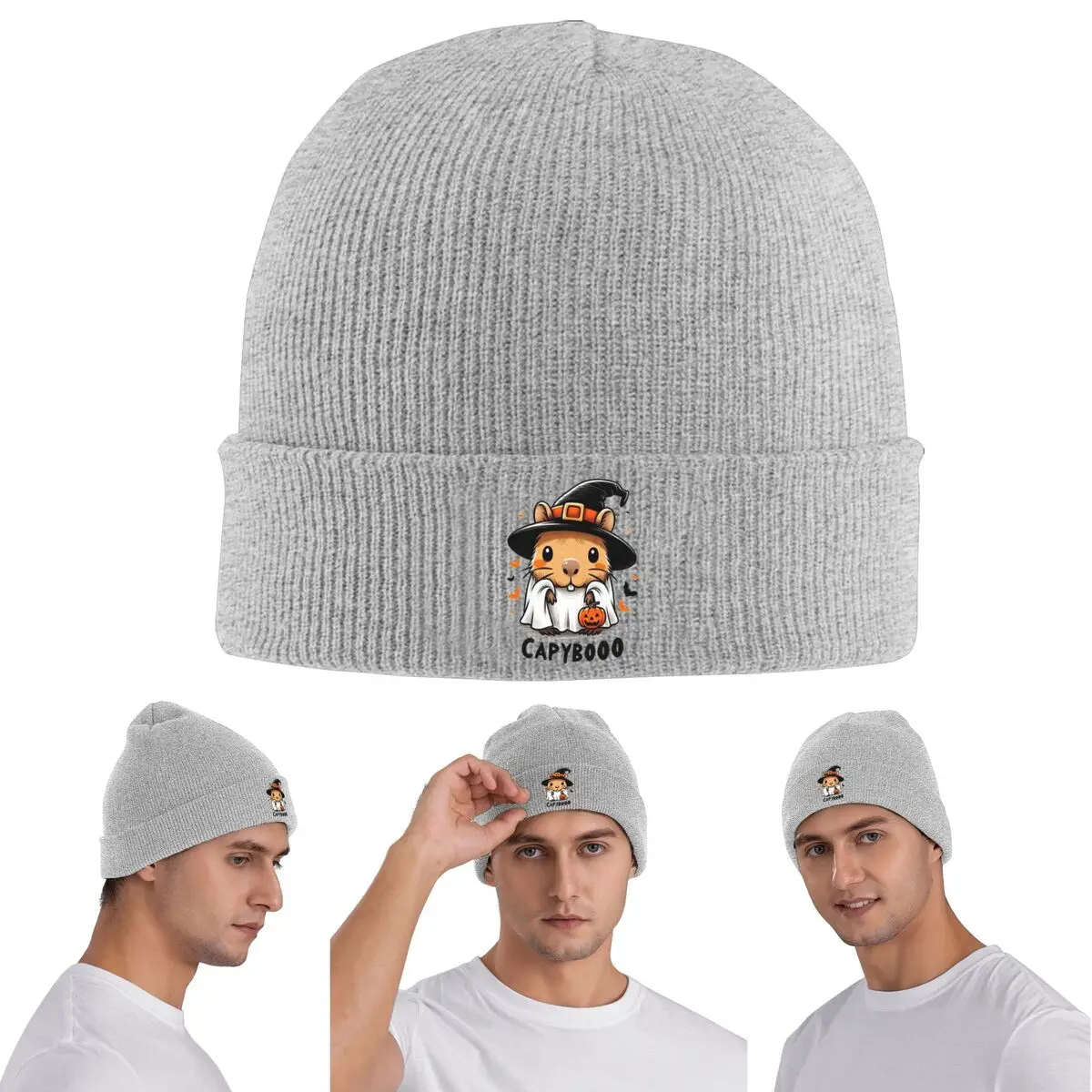 

Капибара Хэллоуин теплая вязаная шапка зимняя вязаная шапка Skullies шапочки хип-хоп шапки для унисекс