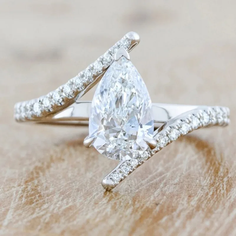 Minimalistischer Damenring mit eingelegten weißen CZ-Steinen, trendige silberfarbene Geometrie, für den täglichen Gebrauch, Partyschmuck, Jubiläumsgeschenk