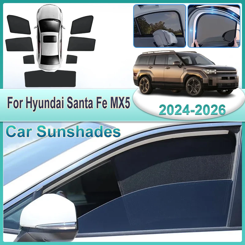 

Sun Shades For Hyundai Santa Fe MX5 Accessories MK5 2024-2026 Sunshades Magnetic Heat insulation Window Visor Auto Accessories