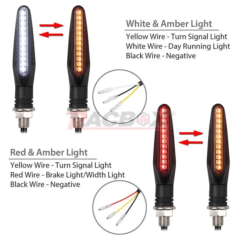 24led Motorcycle LED Turn Signal Lights White Red Amber Flowing Indicators Front Rear Light Flasher Blinker For Dirt Bike Sport