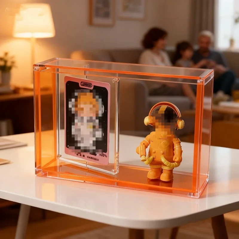 Acrylic Blind Box Display Stand Transparent Dustproof Figurine Character Card Rotating Display Frame Mystery Box Storage Cabinet